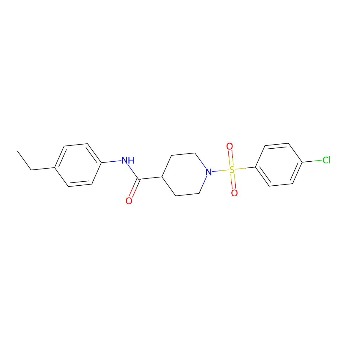 1-(4-chlorophenyl)sulfonyl-N-(4-ethylphenyl)piperidine-4-carboxamide molecular structure, CAS 433947-19-4