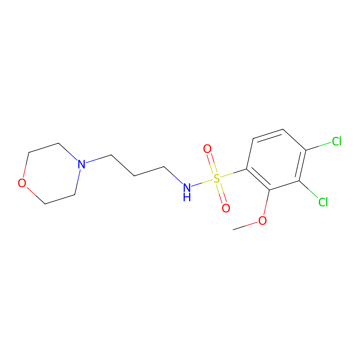 3,4-Dichloro-2-methoxy-N-(3-morpholin-4-yl-propyl)-benzenesulfonamide molecular structure, CAS 433947-21-8