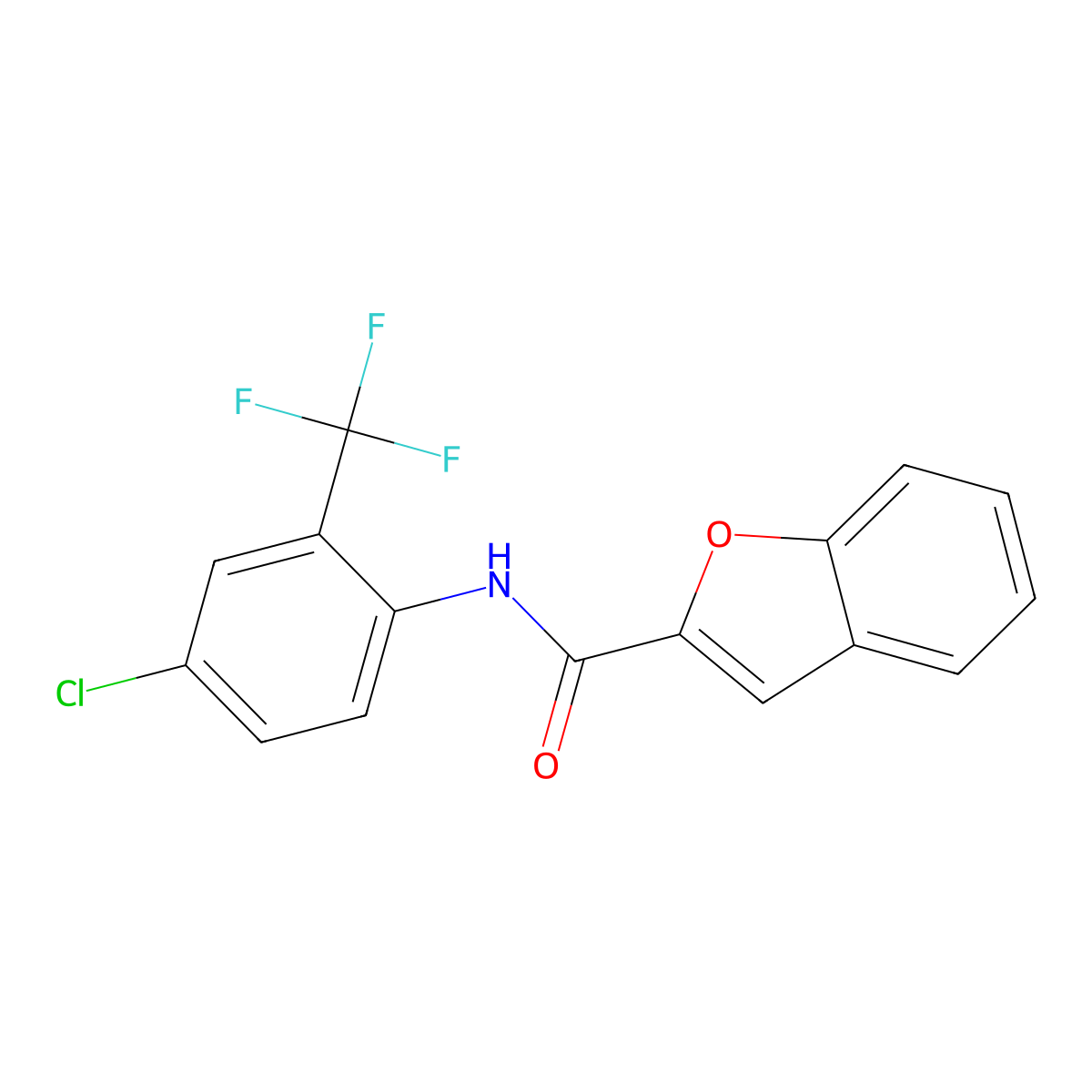 N-[4-chloro-2-(trifluoromethyl)phenyl]-1-benzofuran-2-carboxamide molecular structure, CAS 433947-38-7
