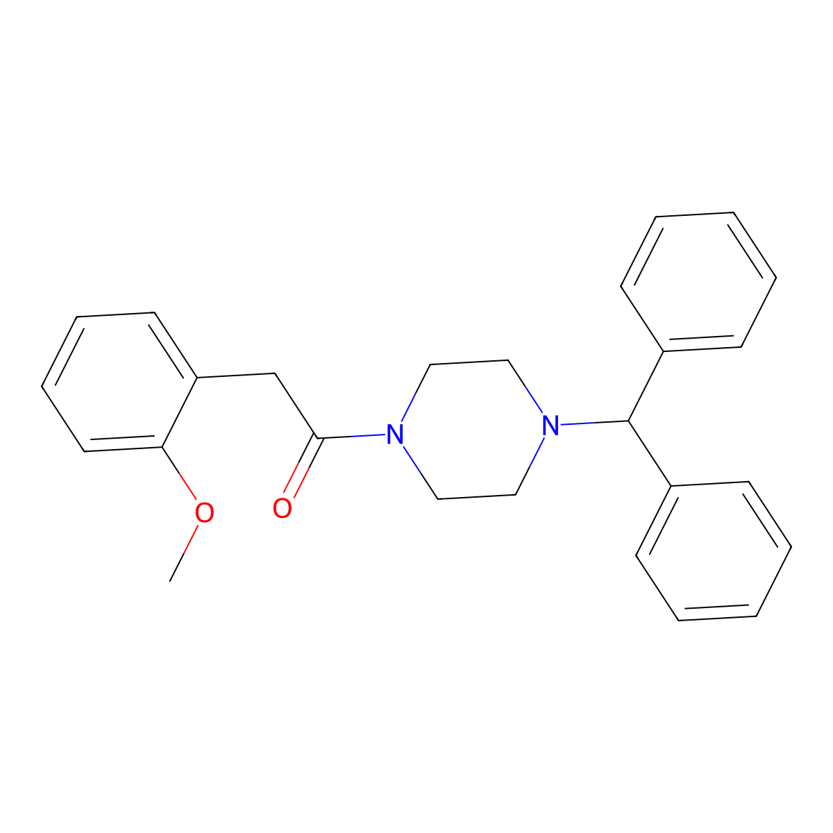 1-(4-Benzhydrylpiperazin-1-yl)-2-(2-methoxyphenyl)ethanone molecular structure, CAS 433947-45-6