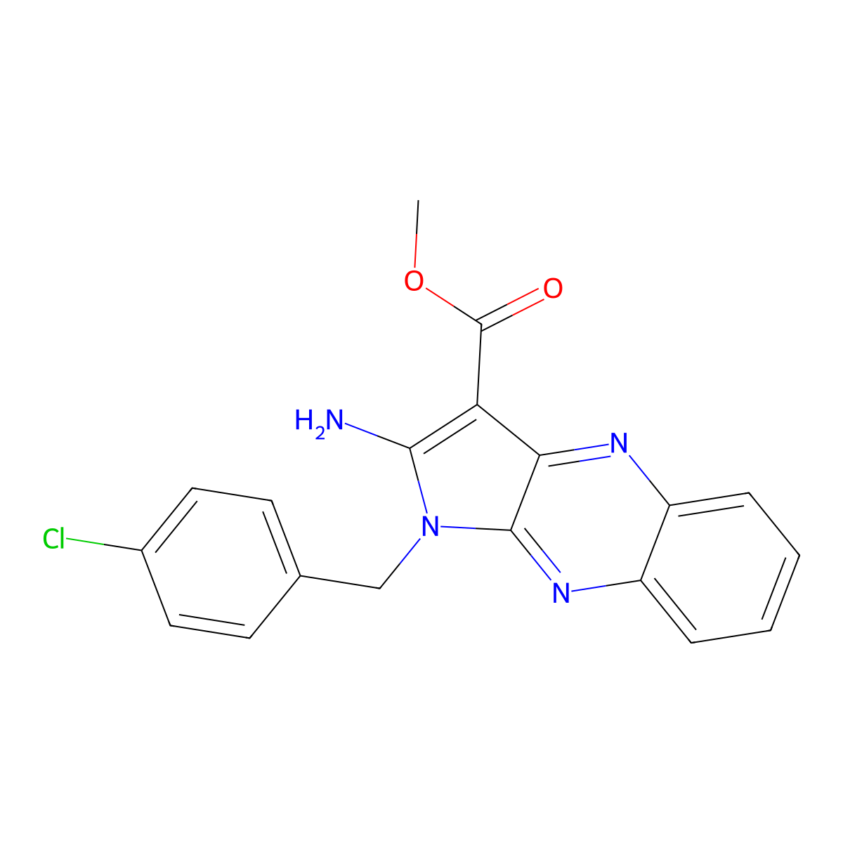 Methyl 2-amino-1-[(4-chlorophenyl)methyl]pyrrolo[3,2-b]quinoxaline-3-carboxylate molecular structure, CAS 433947-46-7