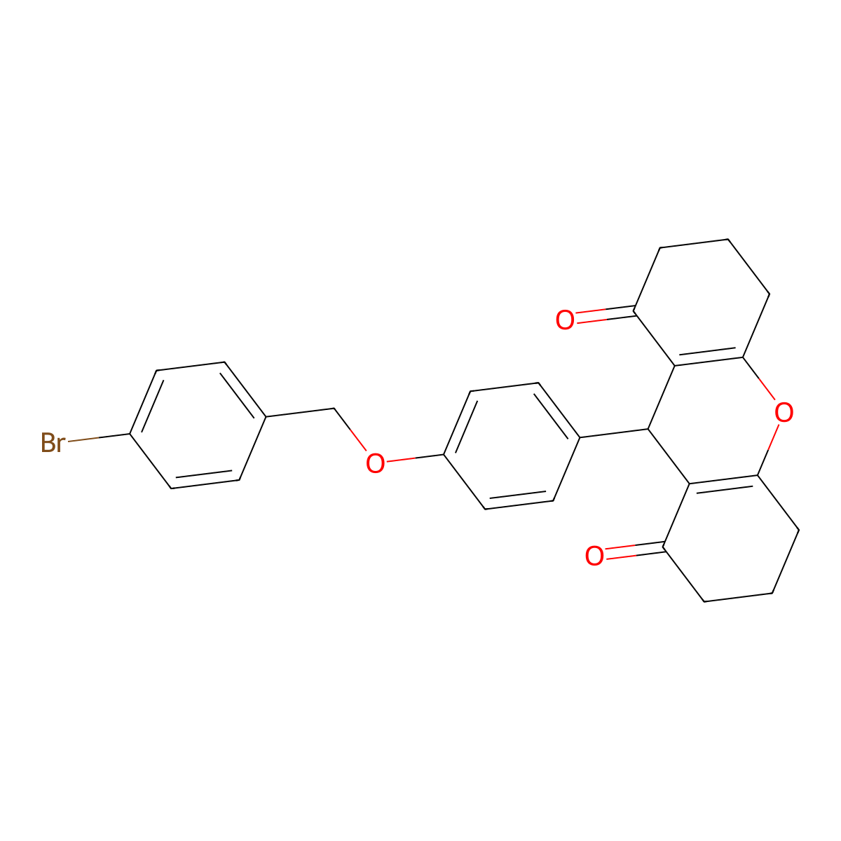 9-[4-[(4-bromophenyl)methoxy]phenyl]-3,4,5,6,7,9-hexahydro-2H-xanthene-1,8-dione molecular structure, CAS 433947-51-4