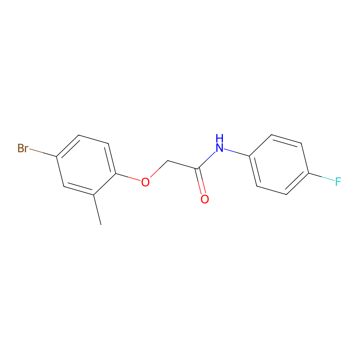 2-(4-bromo-2-methylphenoxy)-N-(4-fluorophenyl)acetamide molecular structure, CAS 433947-52-5