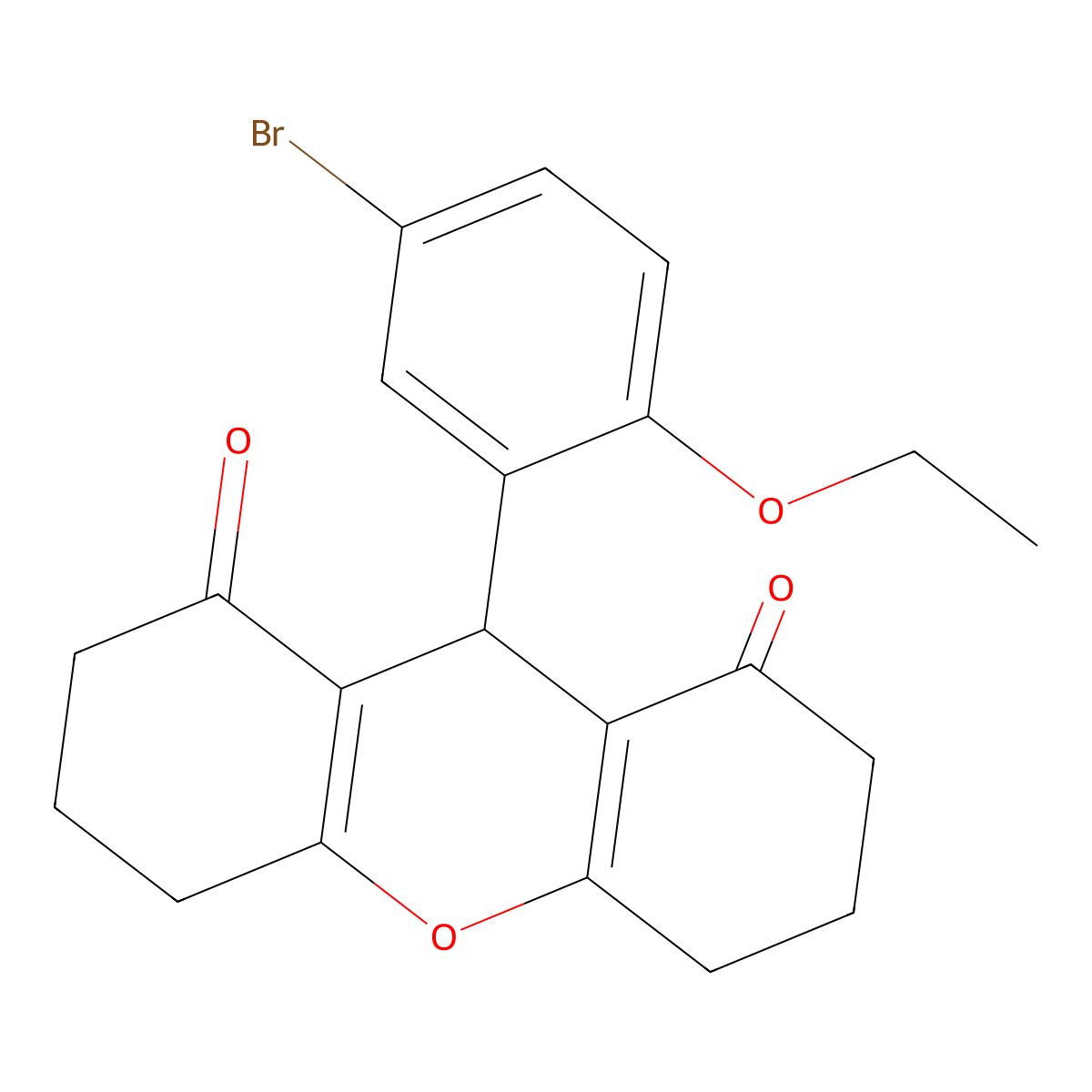 9-(5-bromo-2-ethoxyphenyl)-3,4,5,6,7,9-hexahydro-2H-xanthene-1,8-dione molecular structure, CAS 433947-61-6