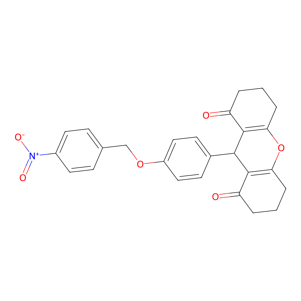 9-[4-[(4-nitrophenyl)methoxy]phenyl]-3,4,5,6,7,9-hexahydro-2H-xanthene-1,8-dione molecular structure, CAS 433947-63-8