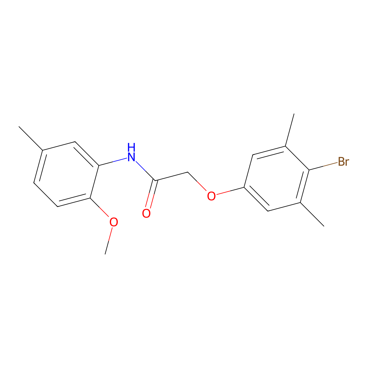 2-(4-bromo-3,5-dimethylphenoxy)-N-(2-methoxy-5-methylphenyl)acetamide molecular structure, CAS 433947-64-9