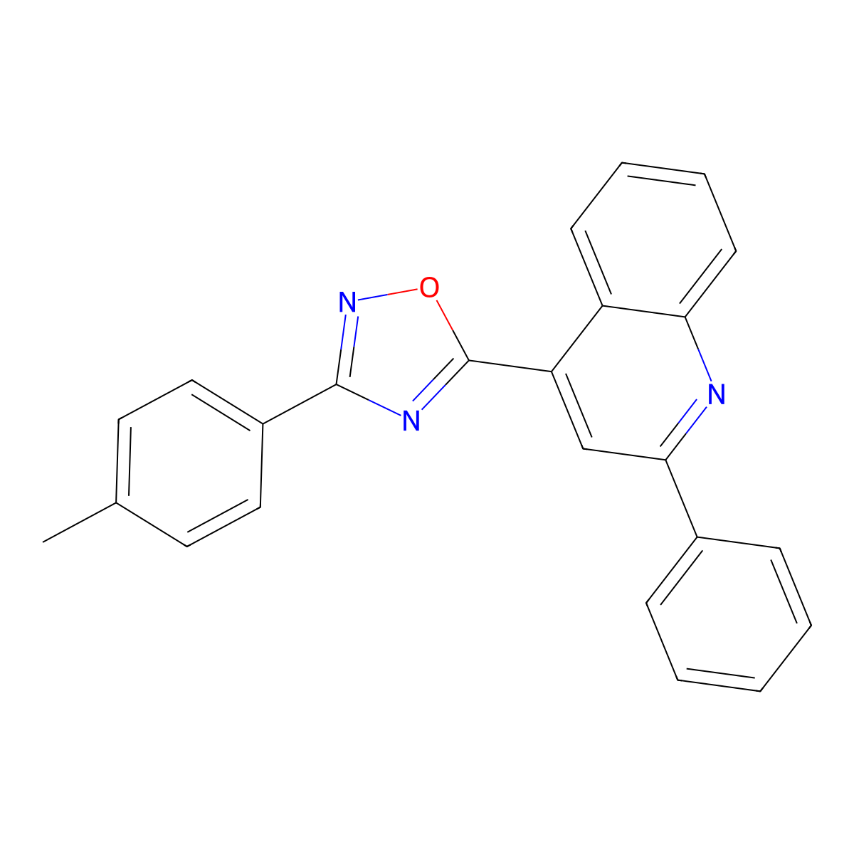 3-(4-Methylphenyl)-5-(2-phenylquinolin-4-yl)-1,2,4-oxadiazole molecular structure, CAS 433947-86-5