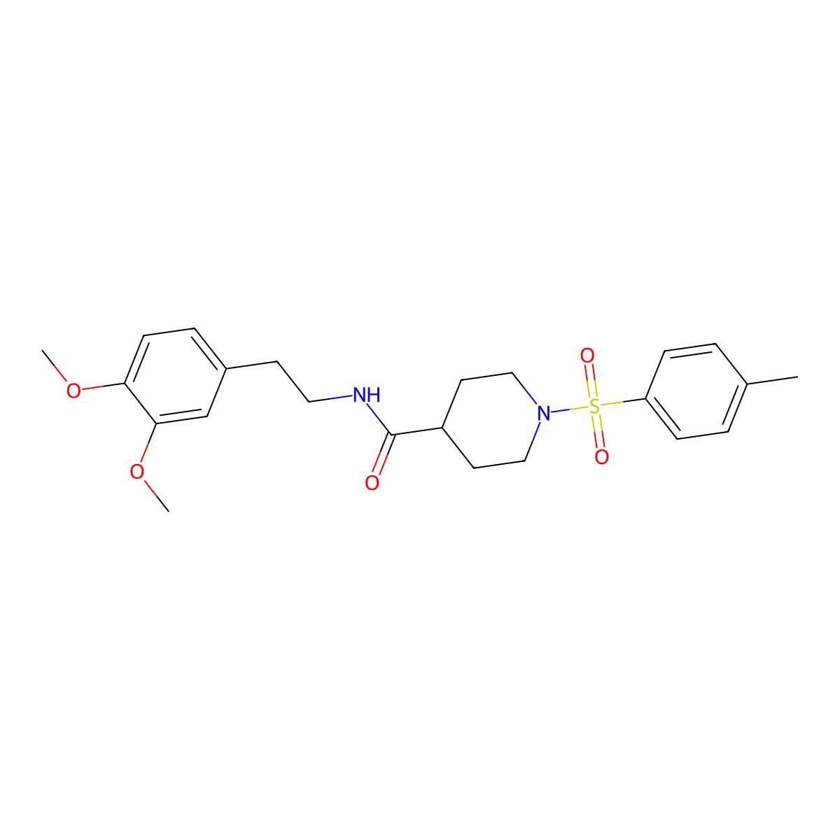 N-[2-(3,4-dimethoxyphenyl)ethyl]-1-(4-methylphenyl)sulfonylpiperidine-4-carboxamide molecular structure, CAS 433947-87-6