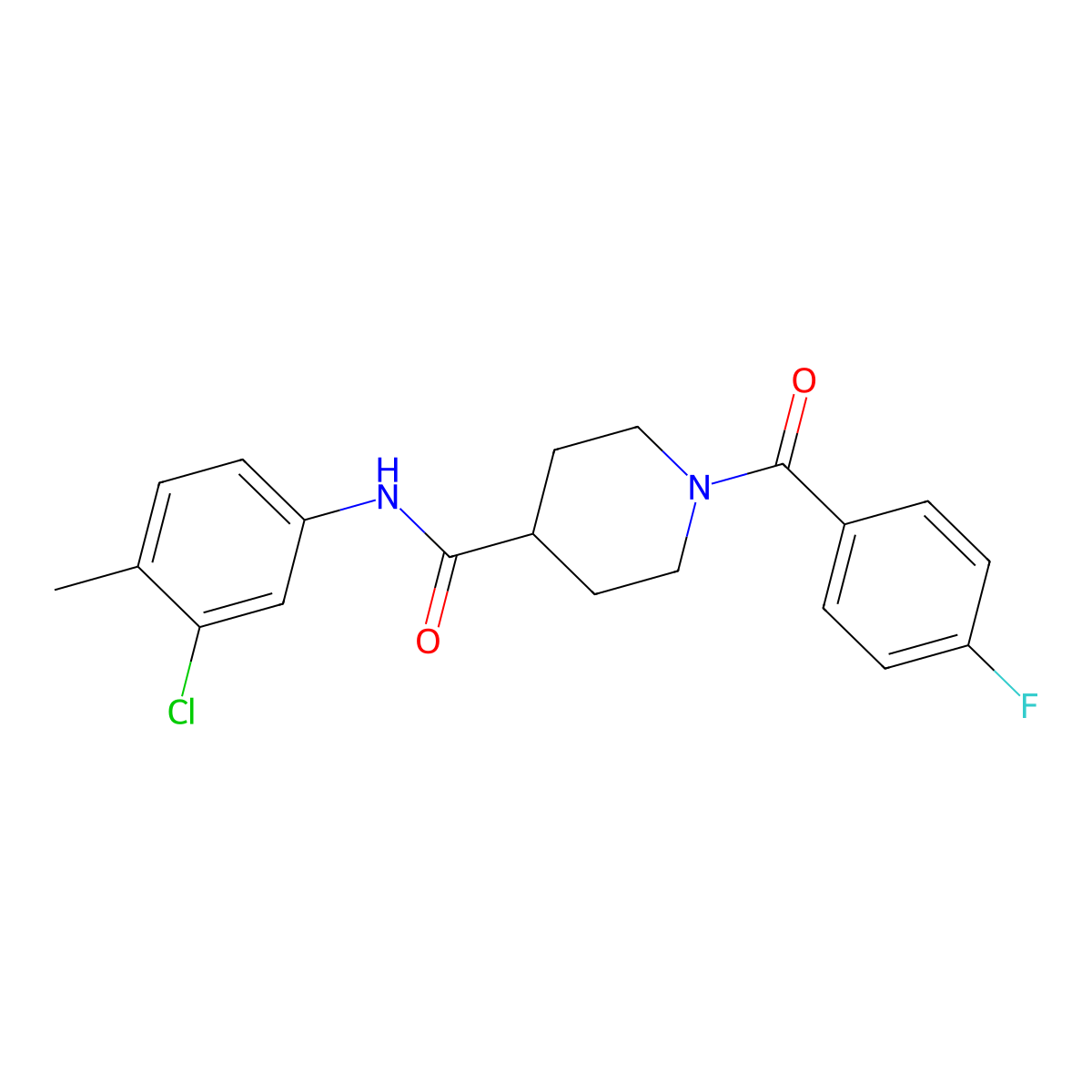 N-(3-chloro-4-methylphenyl)-1-(4-fluorobenzoyl)piperidine-4-carboxamide molecular structure, CAS 433947-94-5