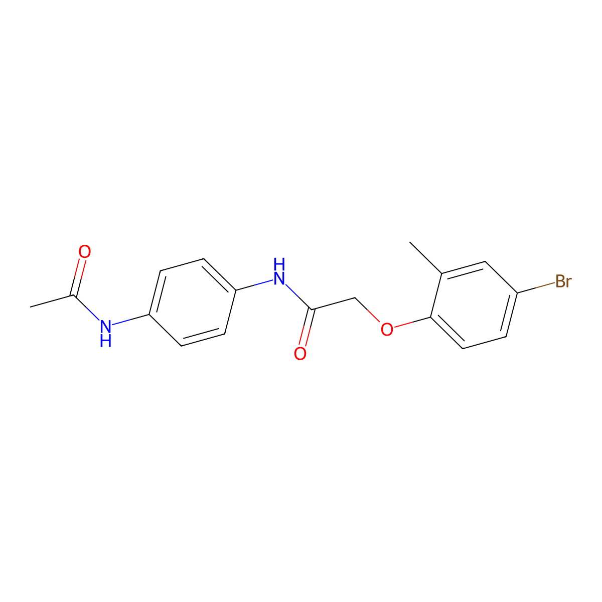 N-[4-(acetylamino)phenyl]-2-(4-bromo-2-methylphenoxy)acetamide molecular structure, CAS 433947-99-0