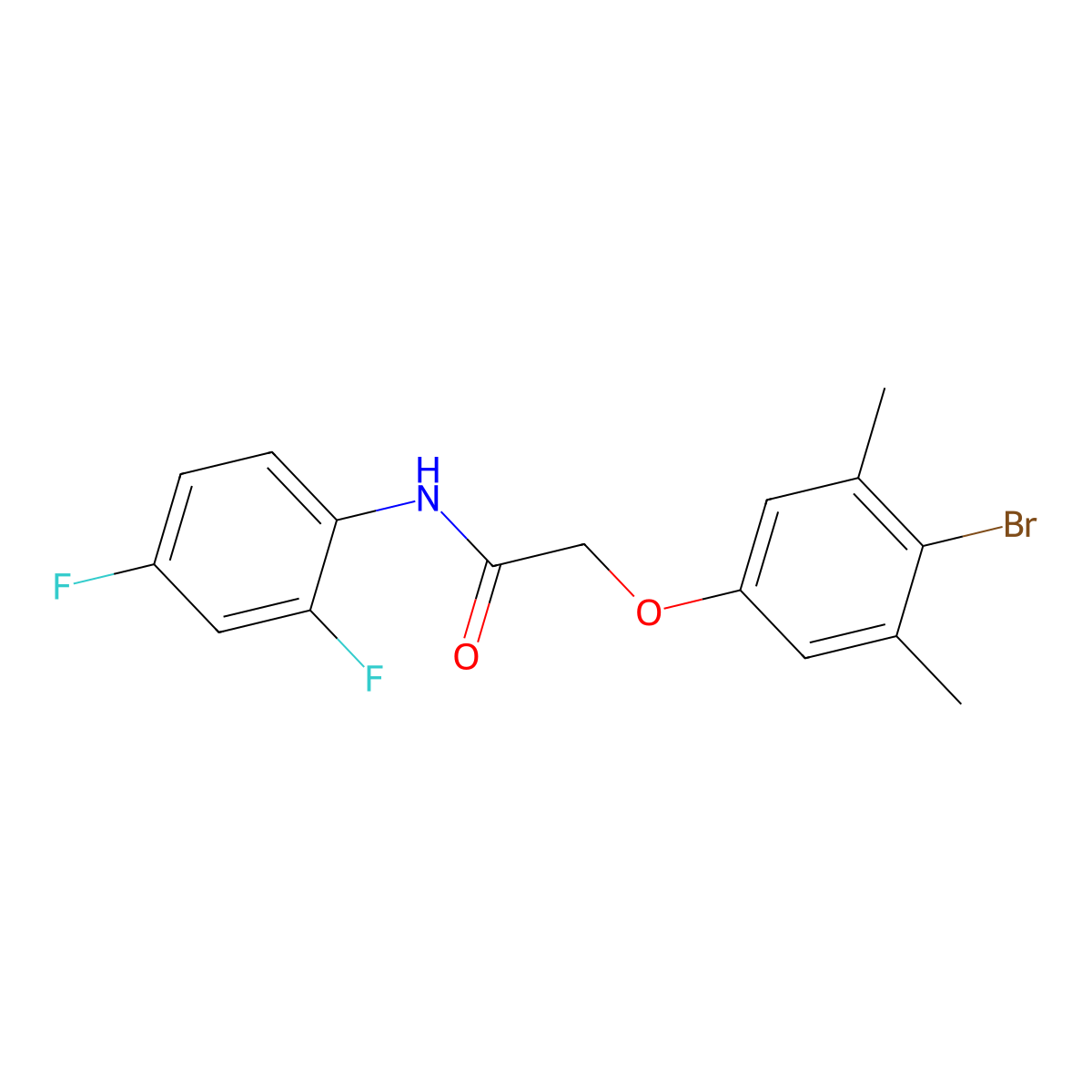 2-(4-bromo-3,5-dimethylphenoxy)-N-(2,4-difluorophenyl)acetamide molecular structure, CAS 433948-03-9
