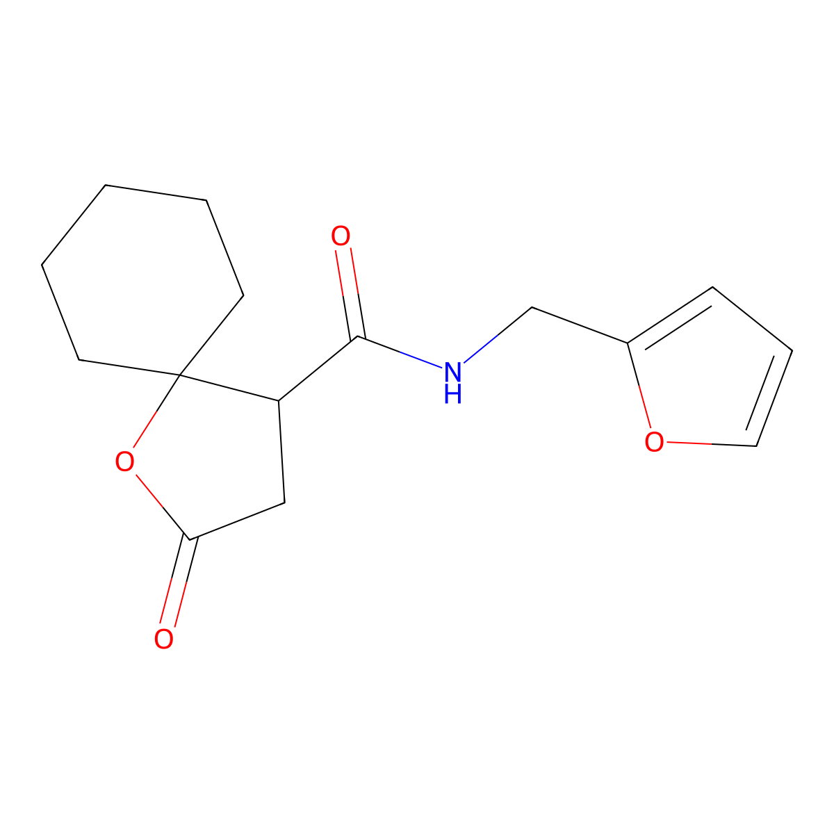 N-(furan-2-ylmethyl)-2-oxo-1-oxaspiro[4.5]decane-4-carboxamide molecular structure, CAS 433948-12-0