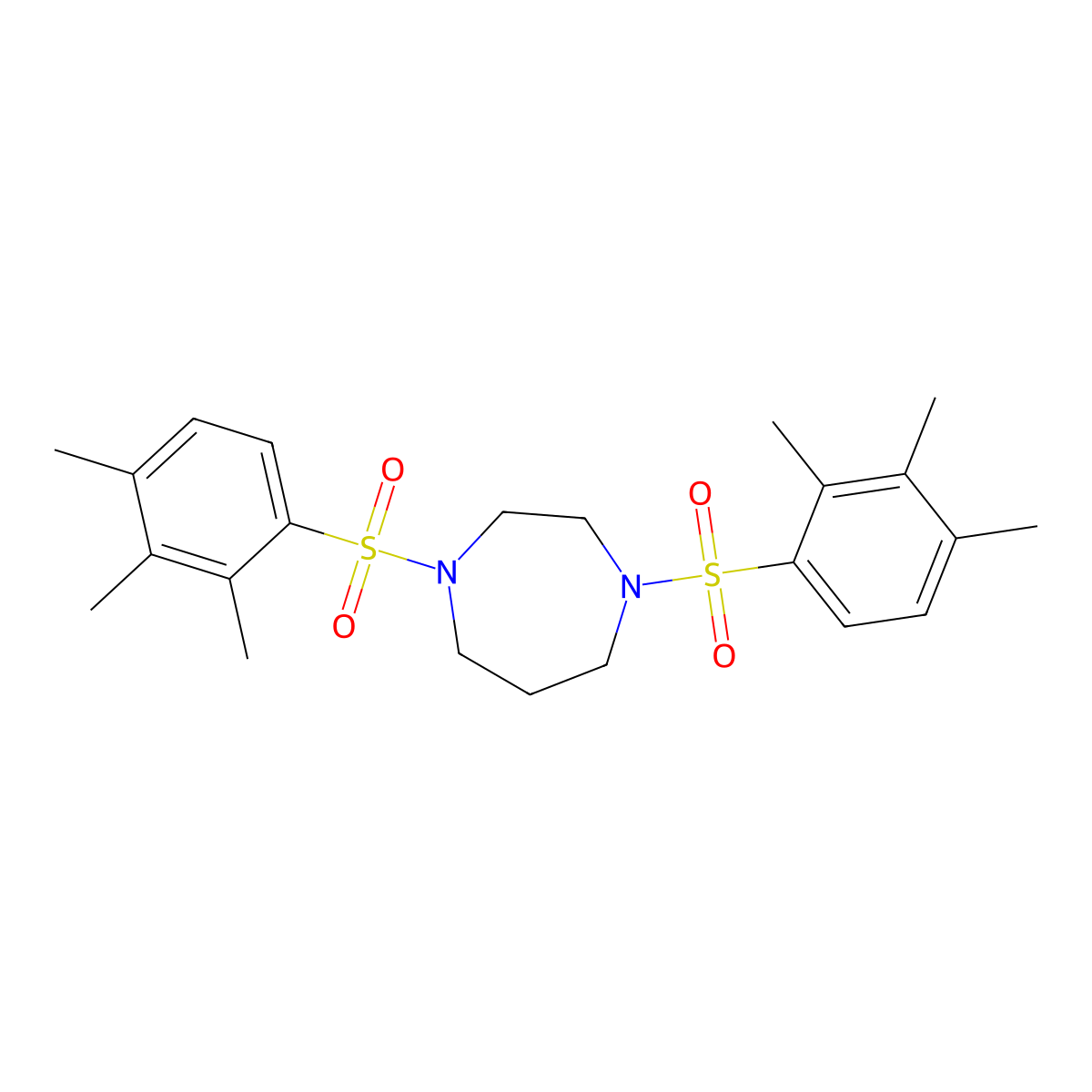 1,4-Bis(2,3,4-trimethylbenzenesulfonyl)-1,4-diazepane molecular structure, CAS 433948-21-1