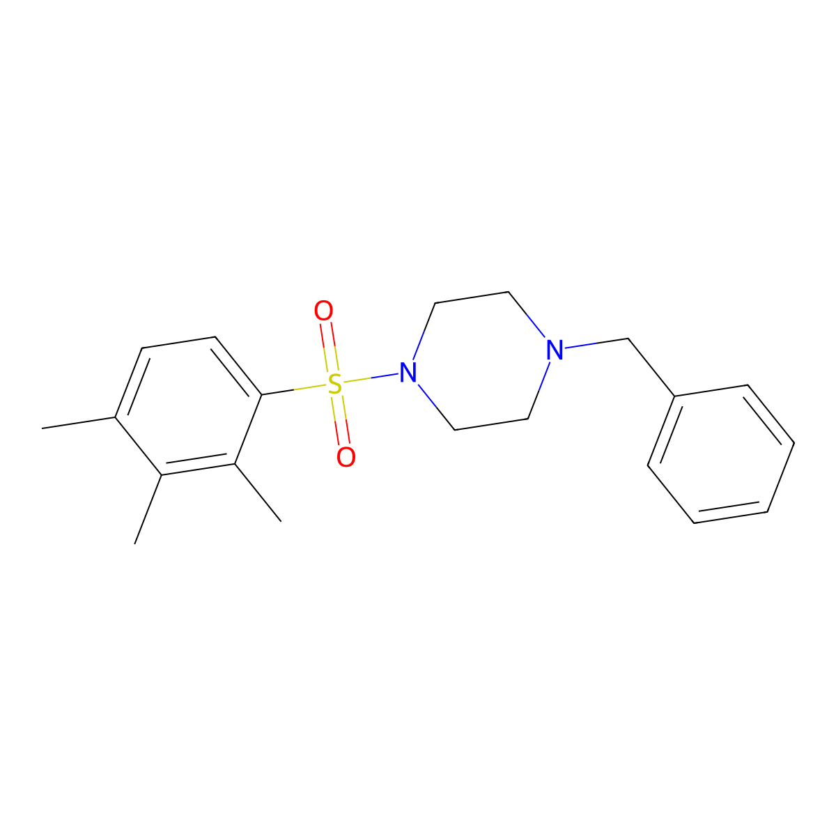 1-Benzyl-4-[(2,3,4-trimethylphenyl)sulfonyl]piperazine molecular structure, CAS 433948-29-9