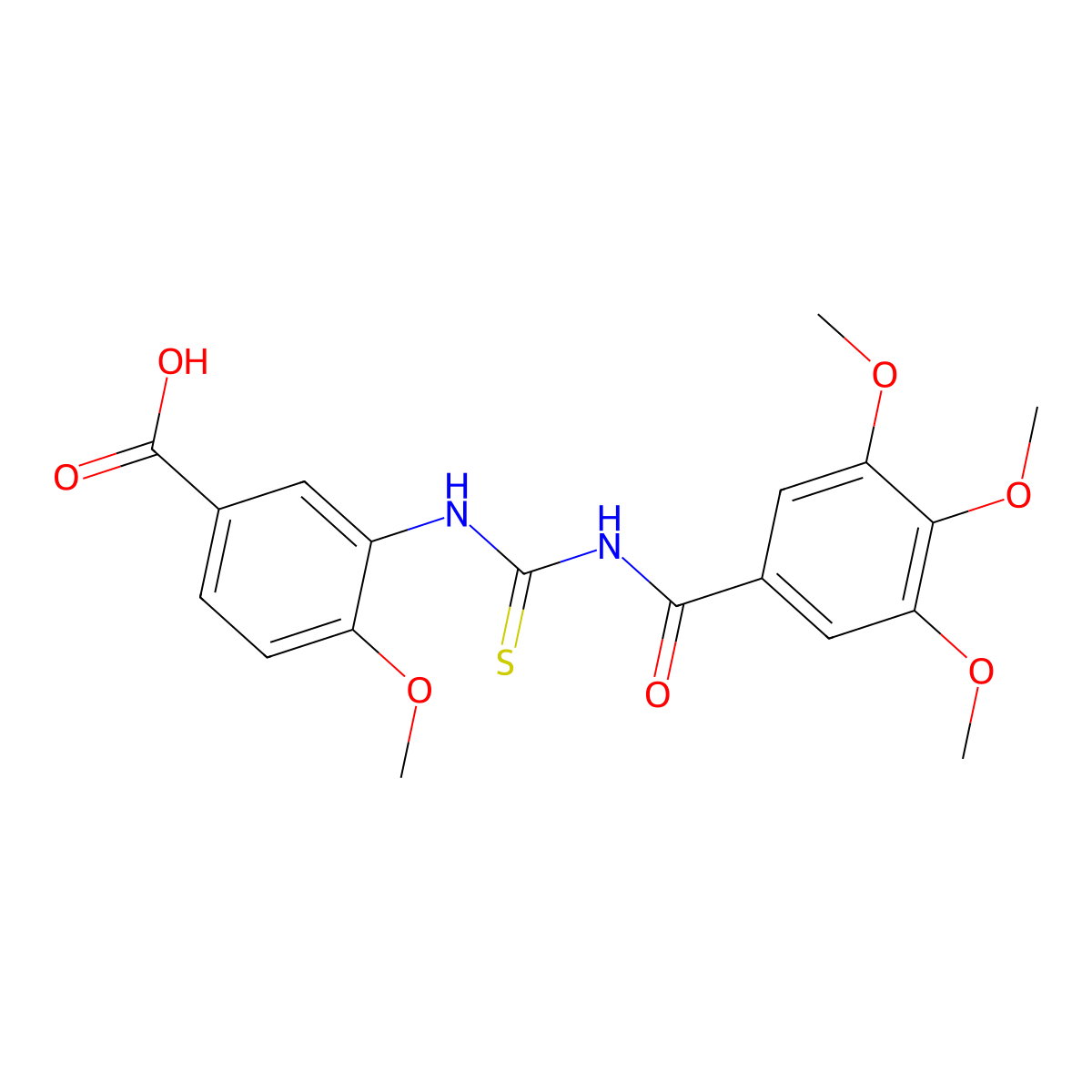 4-Methoxy-3-({[(3,4,5-trimethoxyphenyl)carbonyl]carbamothioyl}amino)benzoic acid molecular structure, CAS 433948-38-0