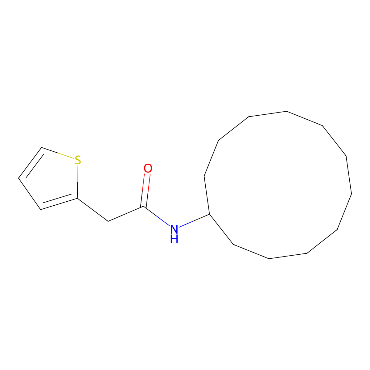 N-cyclododecyl-2-(thiophen-2-yl)acetamide molecular structure, CAS 433948-42-6