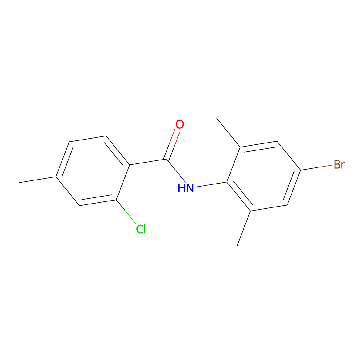 N-(4-bromo-2,6-dimethylphenyl)-2-chloro-4-methylbenzamide molecular structure, CAS 433948-45-9