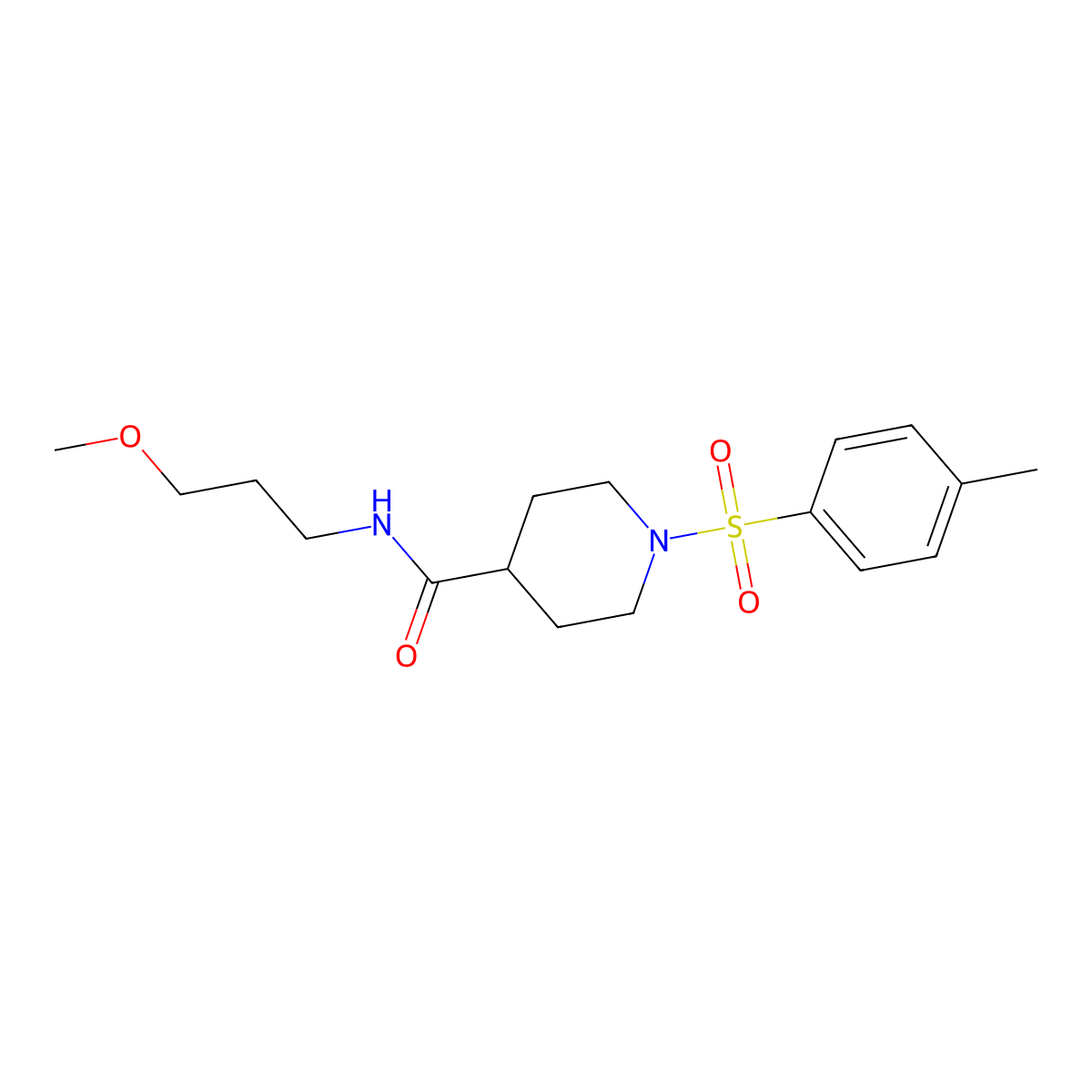 N-(3-methoxypropyl)-1-(4-methylphenyl)sulfonylpiperidine-4-carboxamide molecular structure, CAS 433948-47-1