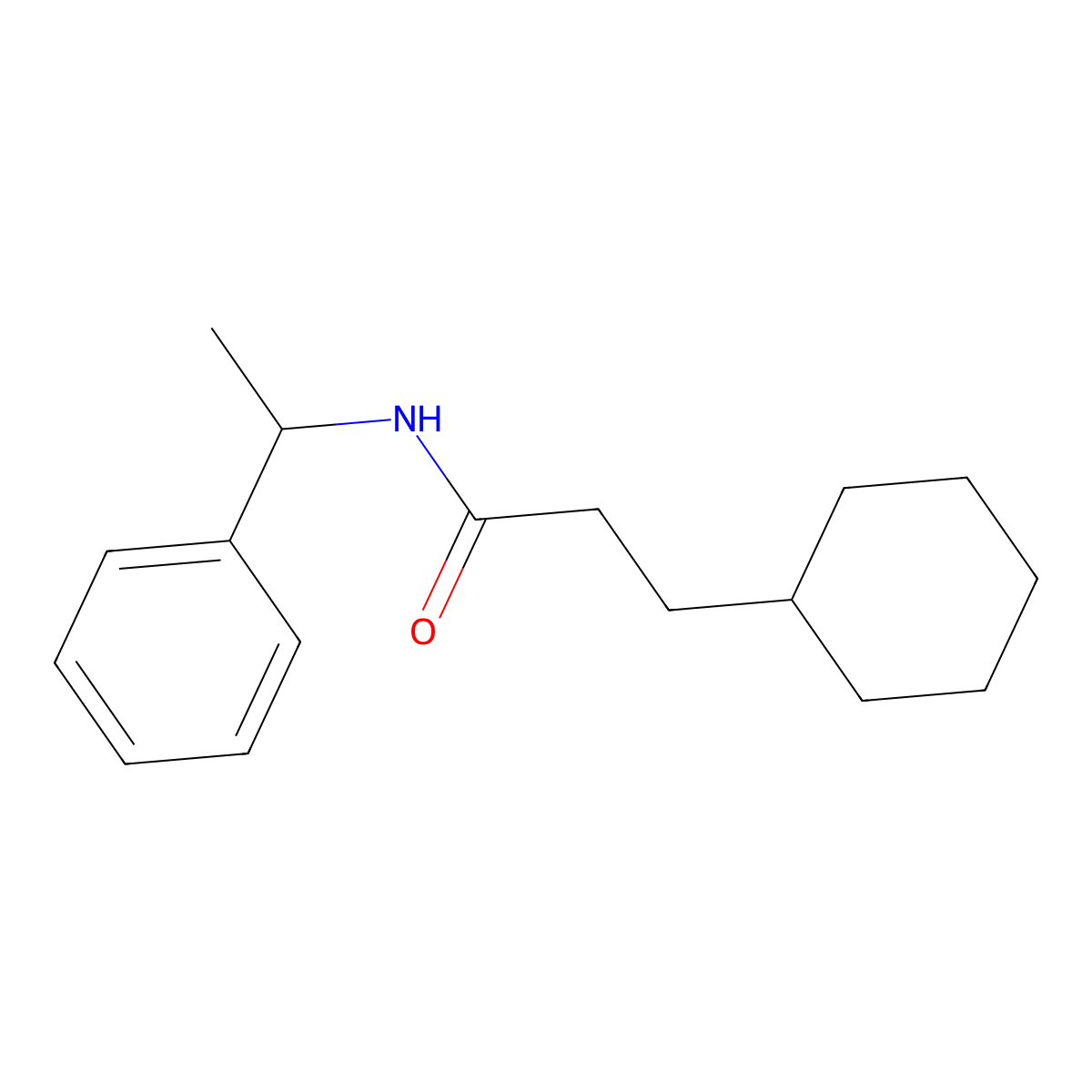 3-cyclohexyl-N-(1-phenylethyl)propanamide molecular structure, CAS 433948-54-0
