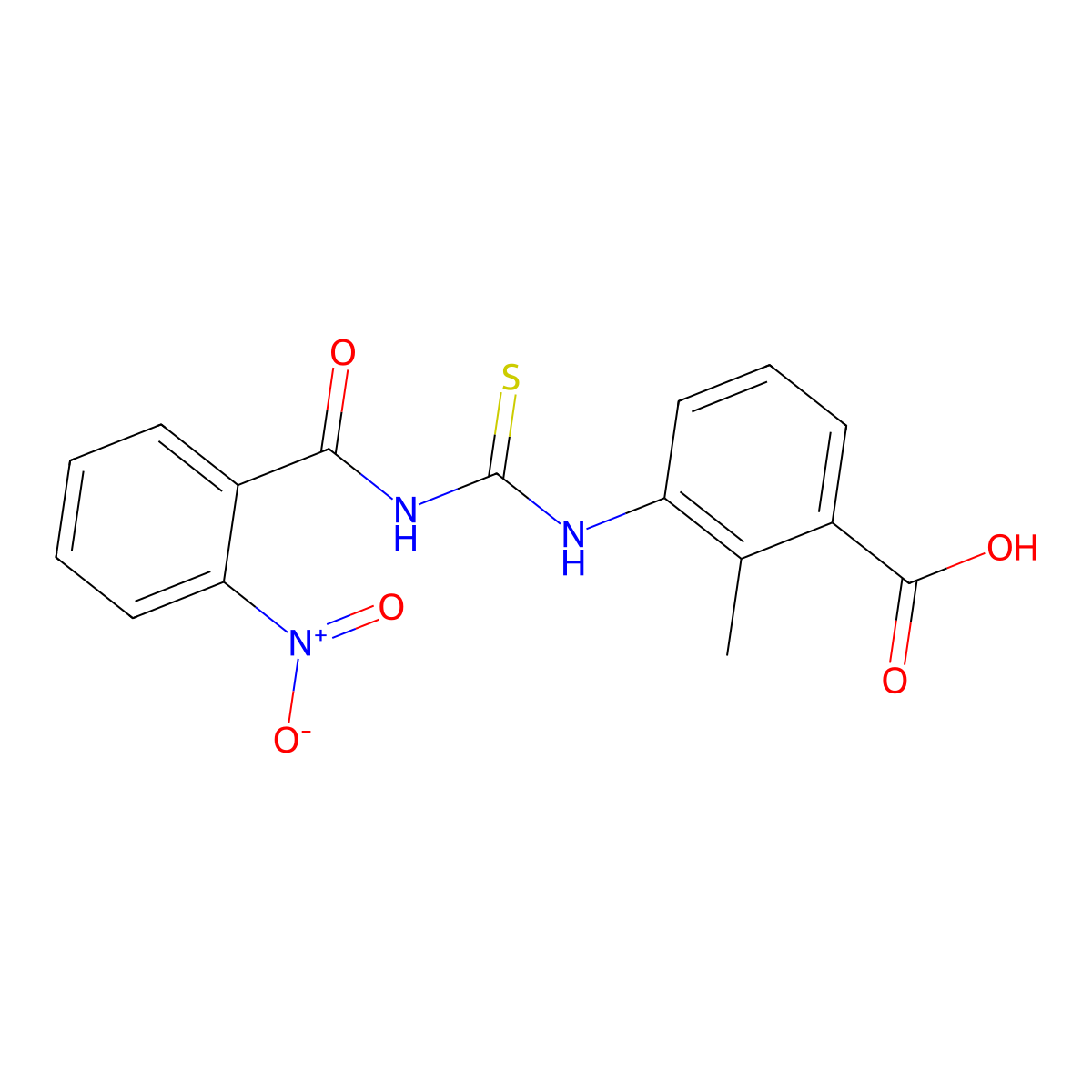 2-Methyl-3-[(2-nitrobenzoyl)carbamothioylamino]benzoic acid molecular structure, CAS 433948-62-0
