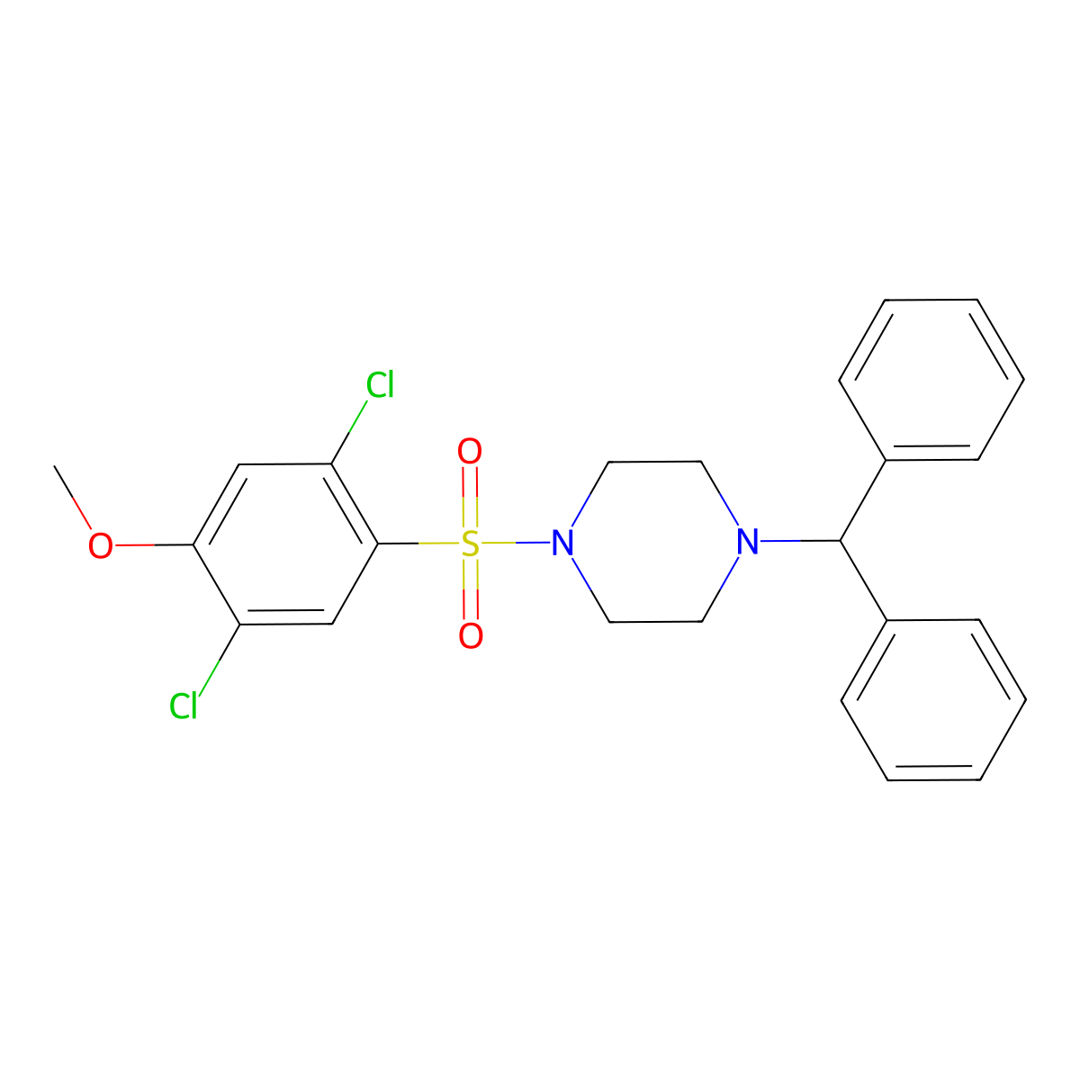 1-(2,5-Dichloro-4-methoxybenzenesulfonyl)-4-(diphenylmethyl)piperazine molecular structure, CAS 433948-63-1
