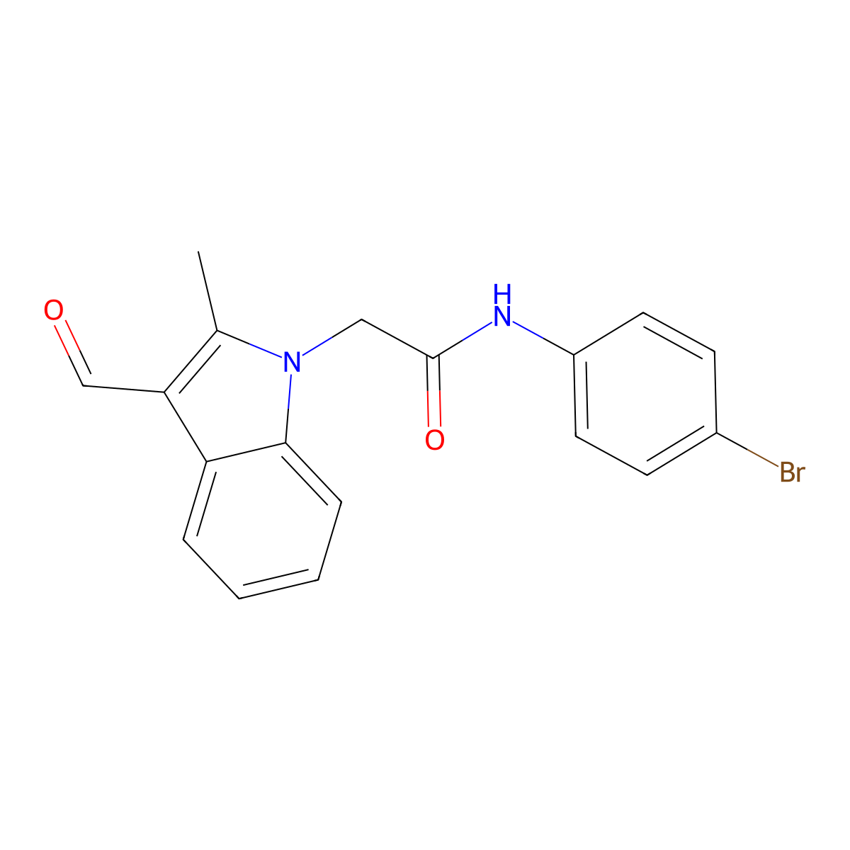 N-(4-bromophenyl)-2-(3-formyl-2-methyl-1H-indol-1-yl)acetamide molecular structure, CAS 433948-73-3