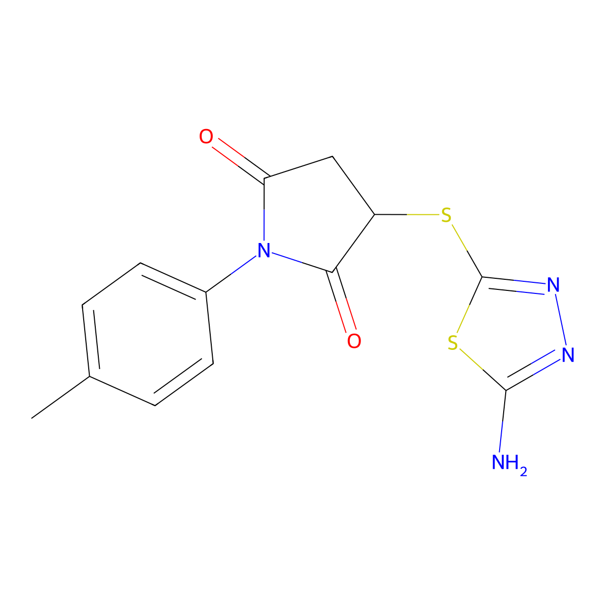 3-[(5-Amino-1,3,4-thiadiazol-2-yl)sulfanyl]-1-(4-methylphenyl)pyrrolidine-2,5-dione molecular structure, CAS 433948-75-5