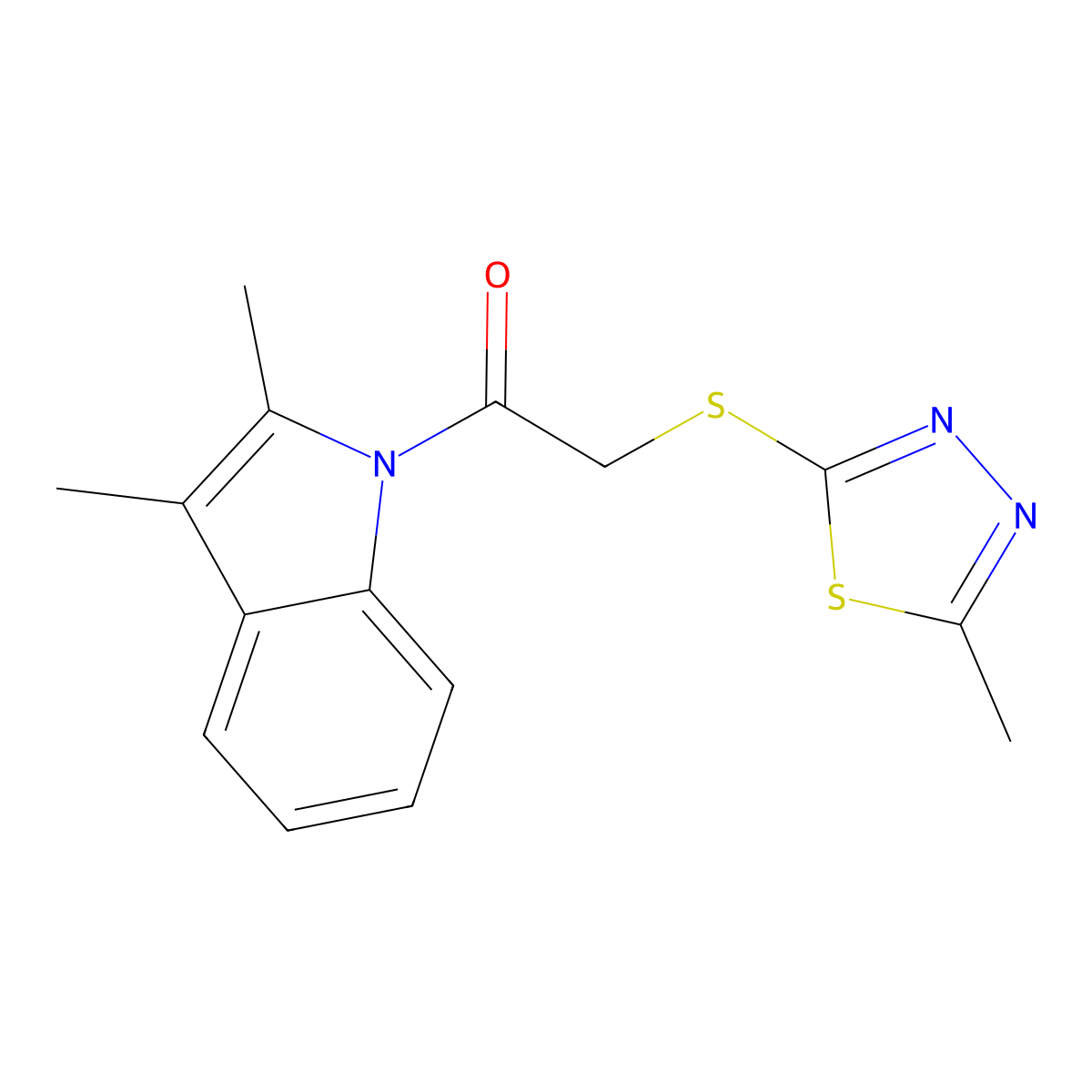 1-(2,3-dimethyl-1H-indol-1-yl)-2-[(5-methyl-1,3,4-thiadiazol-2-yl)sulfanyl]ethanone molecular structure, CAS 433948-77-7