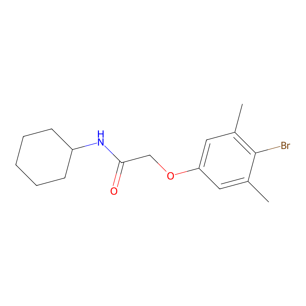 2-(4-bromo-3,5-dimethylphenoxy)-N-cyclohexylacetamide molecular structure, CAS 433948-78-8