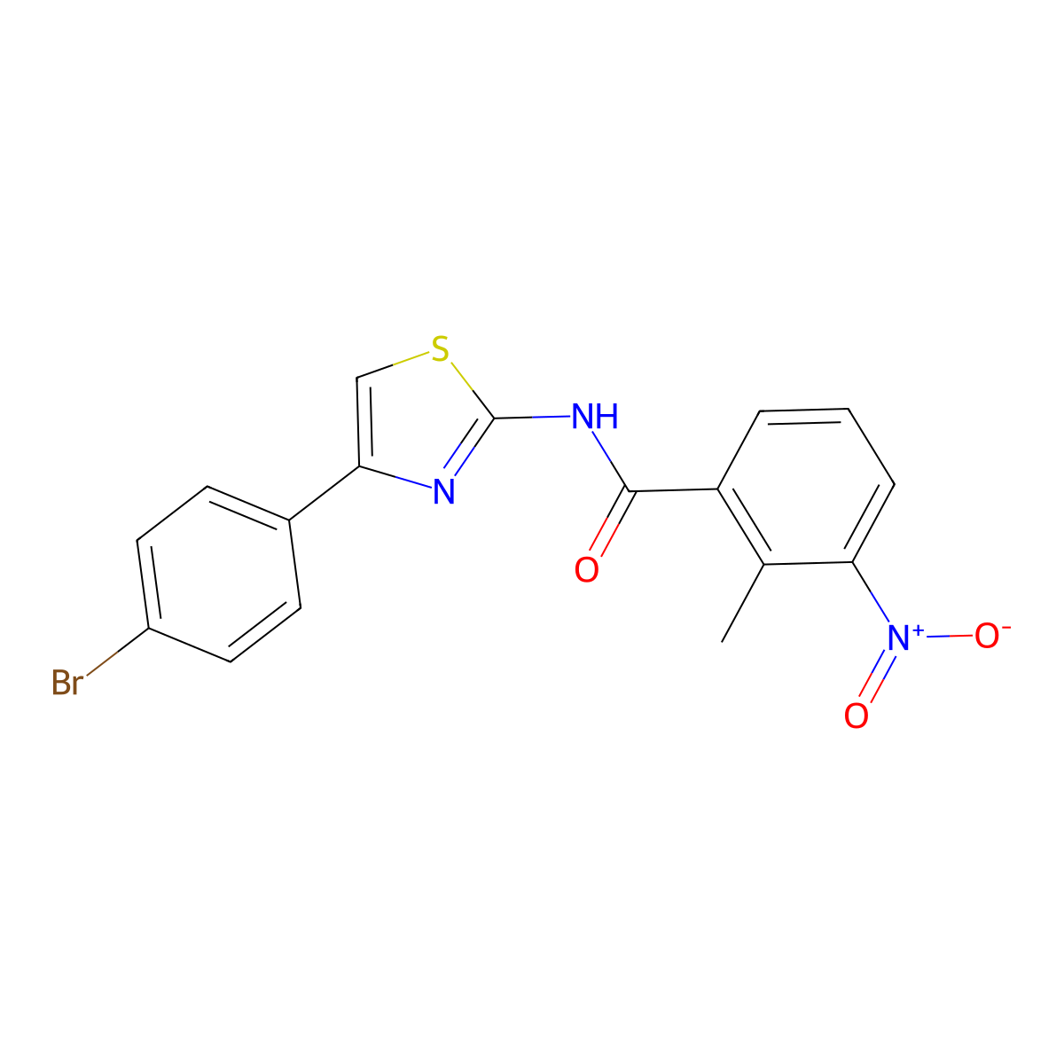 N-[4-(4-bromophenyl)-1,3-thiazol-2-yl]-2-methyl-3-nitrobenzamide molecular structure, CAS 433948-97-1