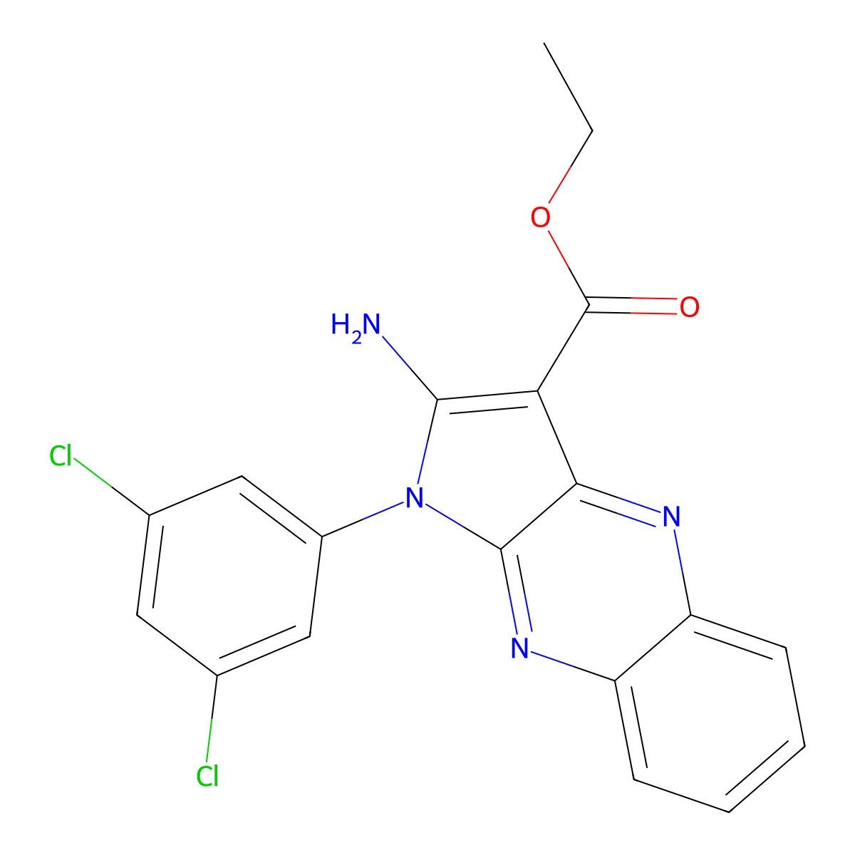 ethyl 2-amino-1-(3,5-dichlorophenyl)-1H-pyrrolo[2,3-b]quinoxaline-3-carboxylate molecular structure, CAS 433949-09-8