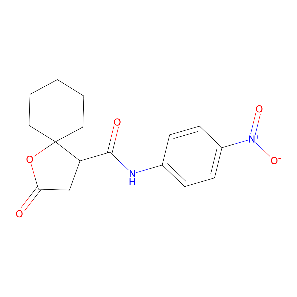 N-(4-nitrophenyl)-2-oxo-1-oxaspiro[4.5]decane-4-carboxamide molecular structure, CAS 433949-13-4