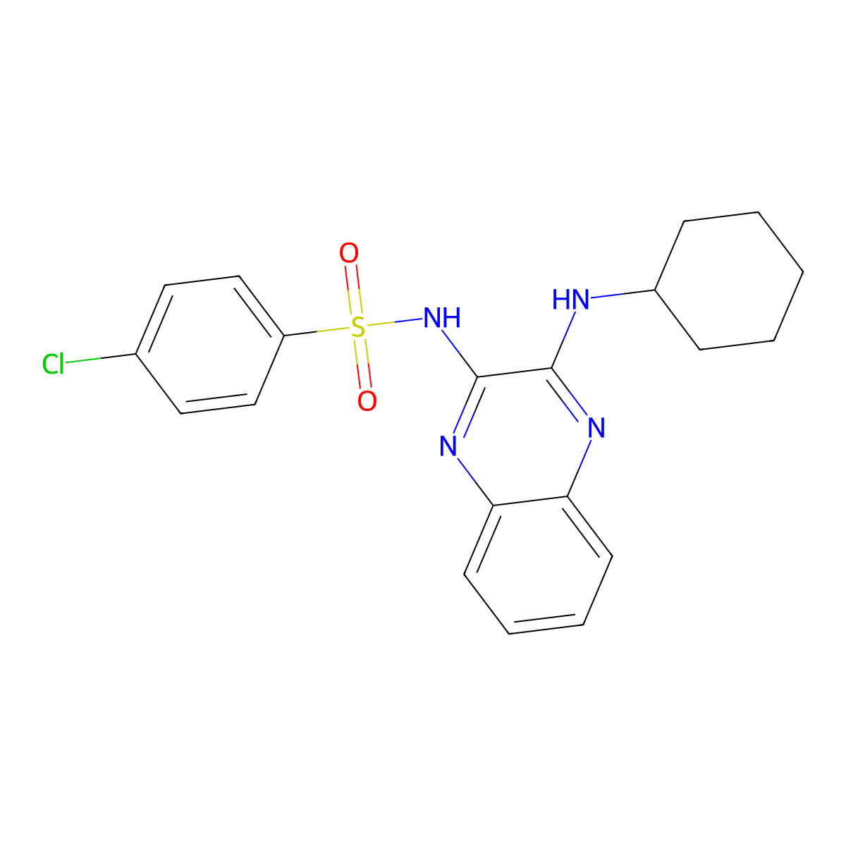 4-chloro-N-[3-(cyclohexylamino)quinoxalin-2-yl]benzene-1-sulfonamide molecular structure, CAS 433949-24-7