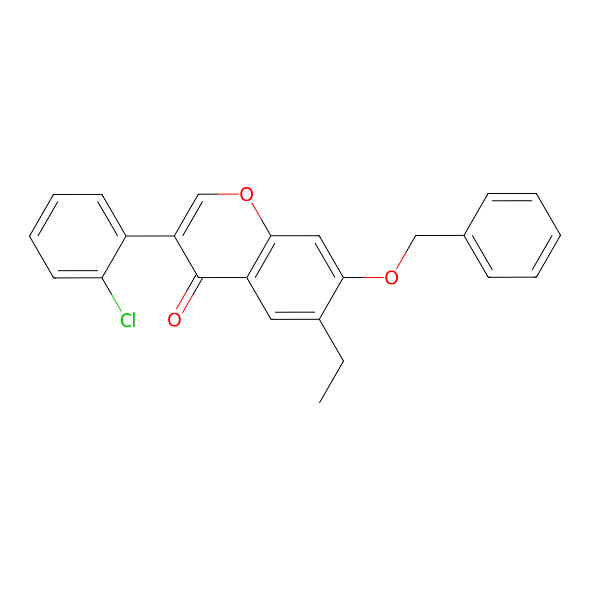 3-(2-Chlorophenyl)-6-ethyl-7-phenylmethoxychromen-4-one molecular structure, CAS 433949-29-2