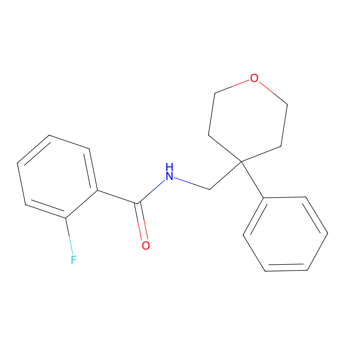 2-fluoro-N-[(4-phenyloxan-4-yl)methyl]benzamide molecular structure, CAS 433949-30-5