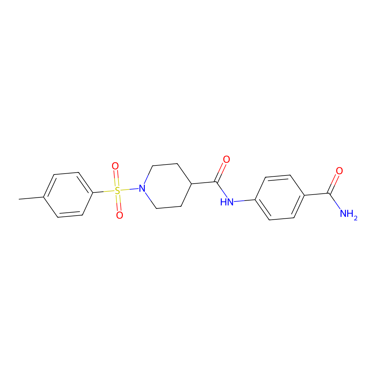 N-(4-carbamoylphenyl)-1-(4-methylphenyl)sulfonylpiperidine-4-carboxamide molecular structure, CAS 433949-40-7