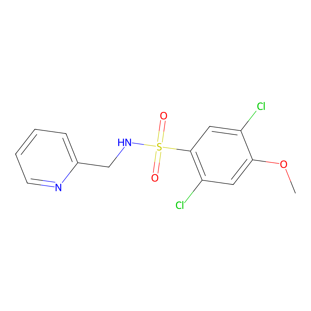 2,5-dichloro-4-methoxy-N-(2-pyridinylmethyl)benzenesulfonamide molecular structure, CAS 433949-45-2