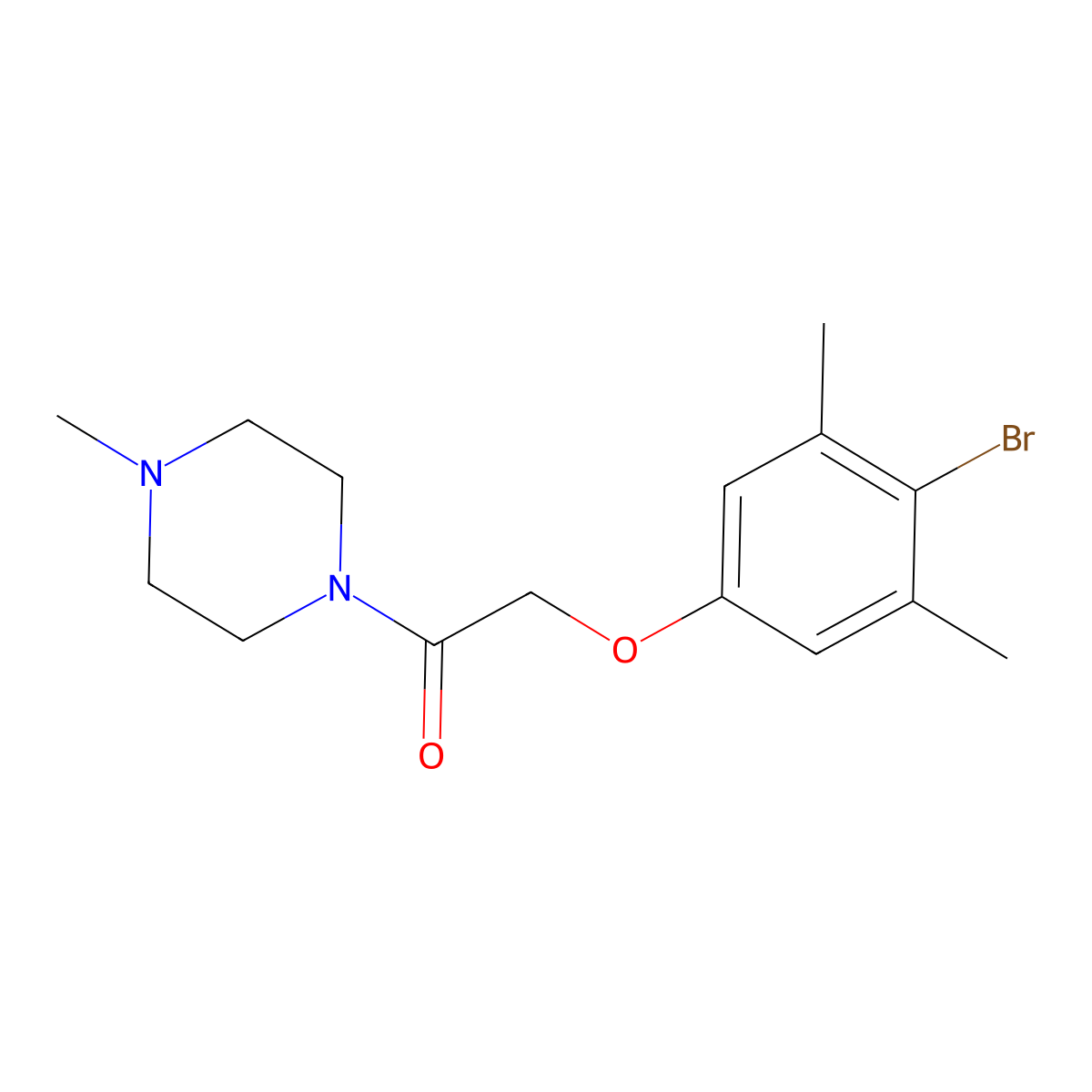 2-(4-Bromo-3,5-dimethylphenoxy)-1-(4-methylpiperazin-1-yl)ethanone molecular structure, CAS 433949-48-5