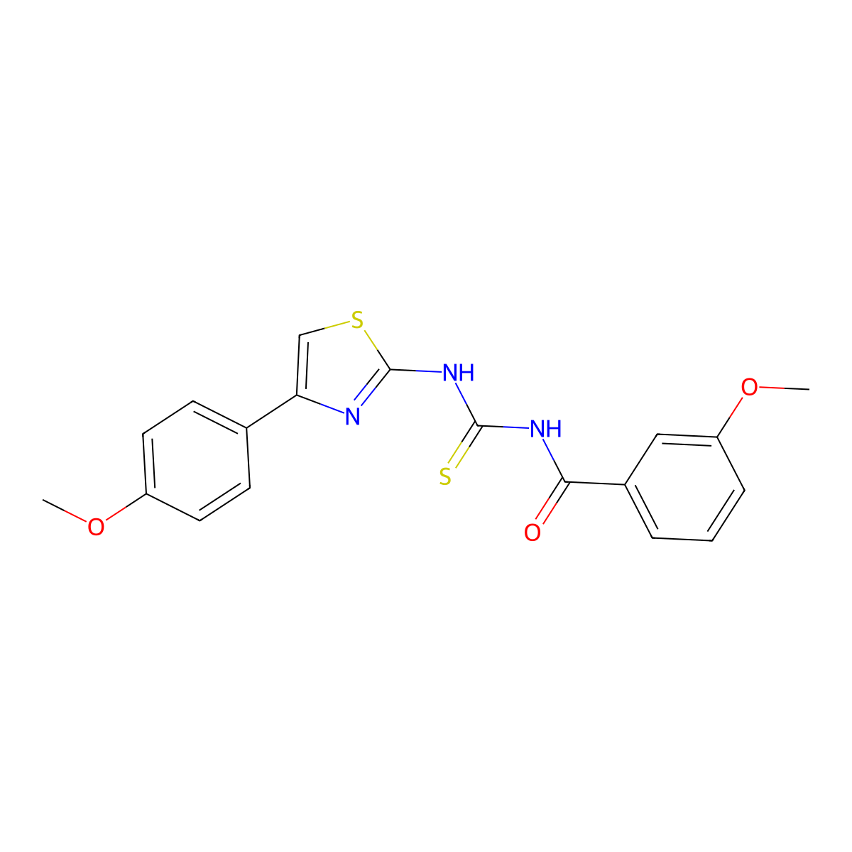3-methoxy-N-[[4-(4-methoxyphenyl)-1,3-thiazol-2-yl]carbamothioyl]benzamide molecular structure, CAS 433949-53-2