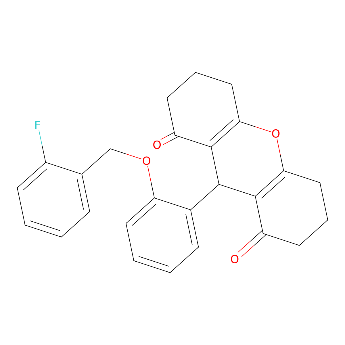 9-[2-[(2-fluorophenyl)methoxy]phenyl]-3,4,5,6,7,9-hexahydro-2H-xanthene-1,8-dione molecular structure, CAS 433949-55-4
