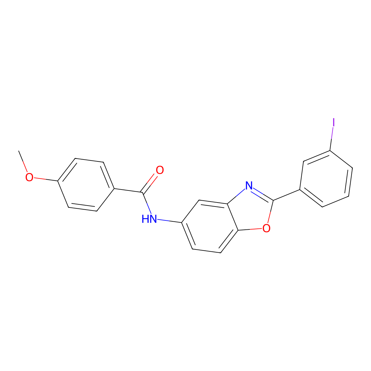 N-[2-(3-iodophenyl)-1,3-benzoxazol-5-yl]-4-methoxybenzamide molecular structure, CAS 433949-59-8