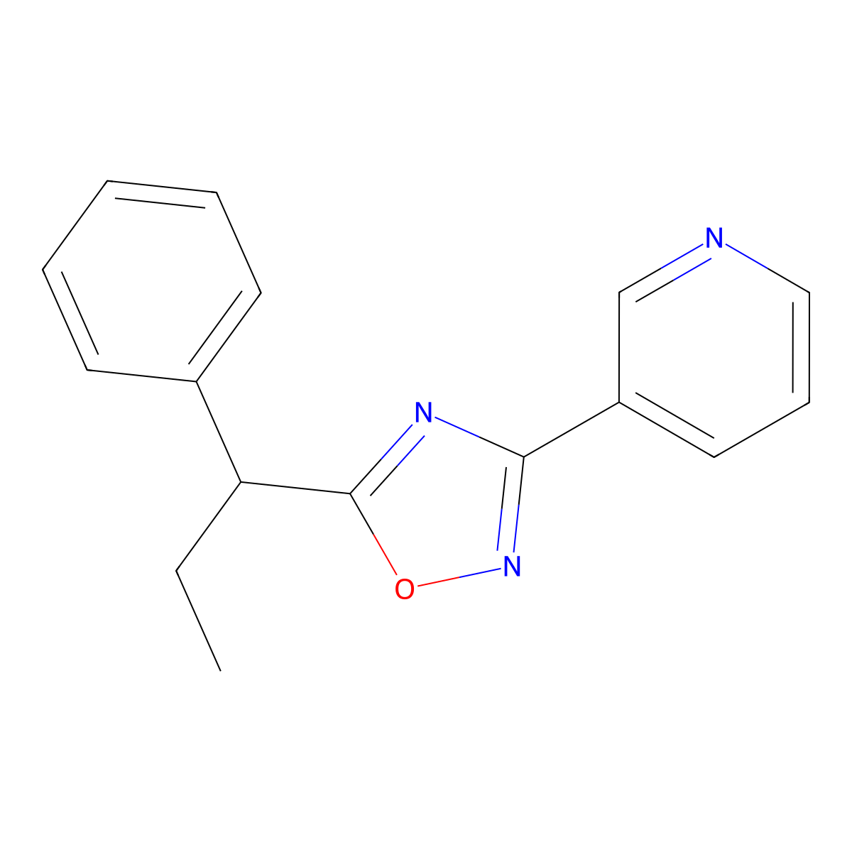 3-[5-(1-Phenylpropyl)-1,2,4-oxadiazol-3-yl]pyridine molecular structure, CAS 433949-87-2