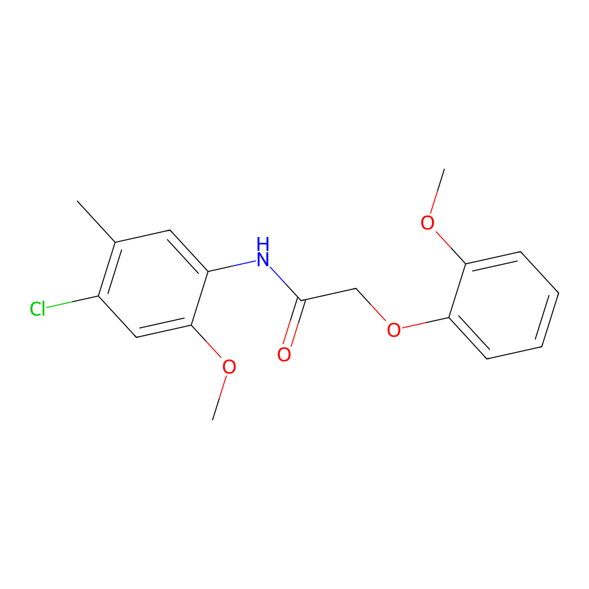 N-(4-chloro-2-methoxy-5-methylphenyl)-2-(2-methoxyphenoxy)acetamide molecular structure, CAS 433950-05-1