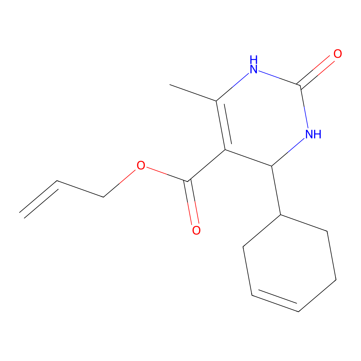Allyl 4-(3-cyclohexen-1-yl)-6-methyl-2-oxo-1,2,3,4-tetrahydro-5-pyrimidinecarboxylate molecular structure, CAS 433950-21-1