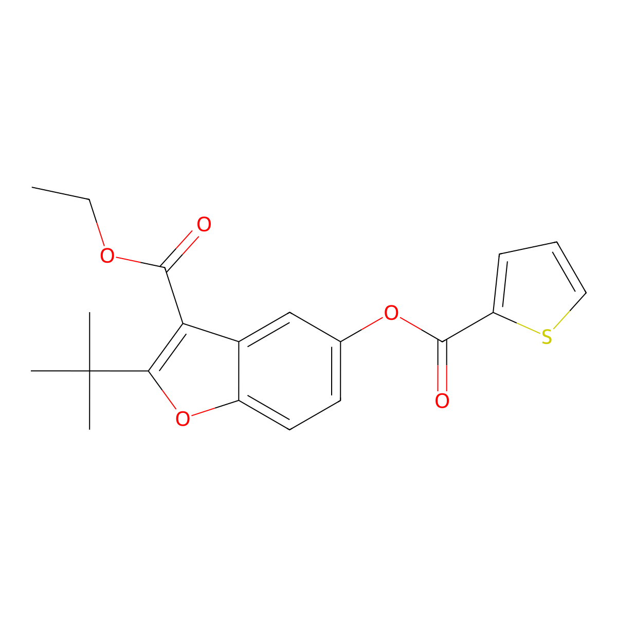 Ethyl 2-tert-butyl-5-(thiophene-2-carbonyloxy)-1-benzofuran-3-carboxylate molecular structure, CAS 433950-29-9