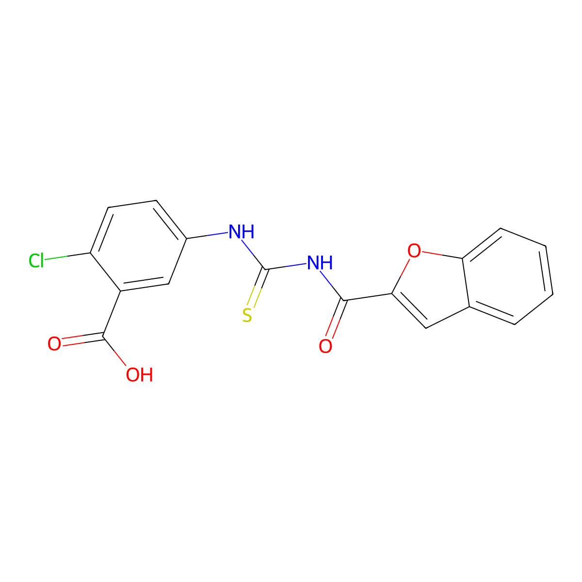 5-{[(1-Benzofuran-2-ylcarbonyl)carbamothioyl]amino}-2-chlorobenzoic acid molecular structure, CAS 433950-38-0