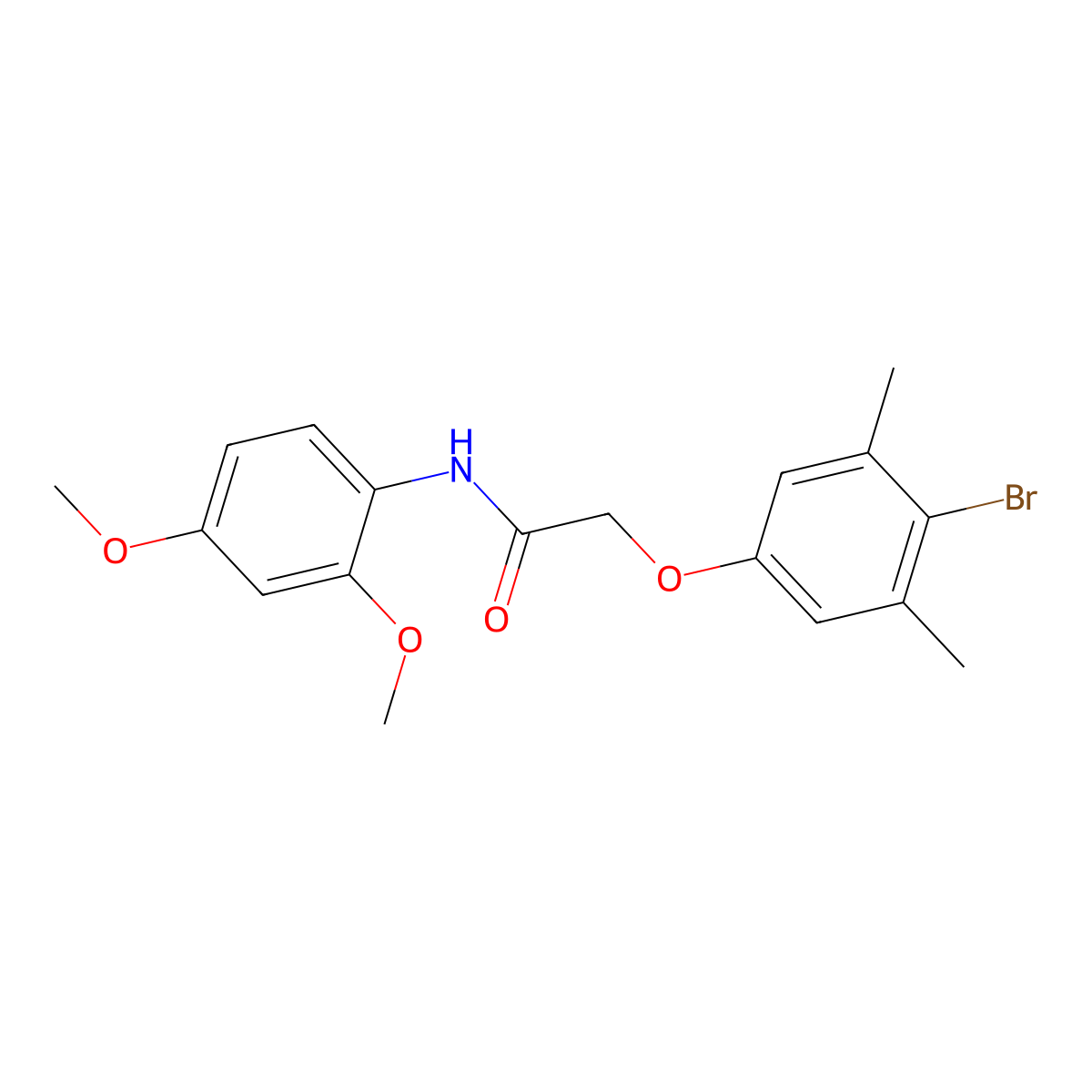 2-(4-bromo-3,5-dimethylphenoxy)-N-(2,4-dimethoxyphenyl)acetamide molecular structure, CAS 433950-57-3