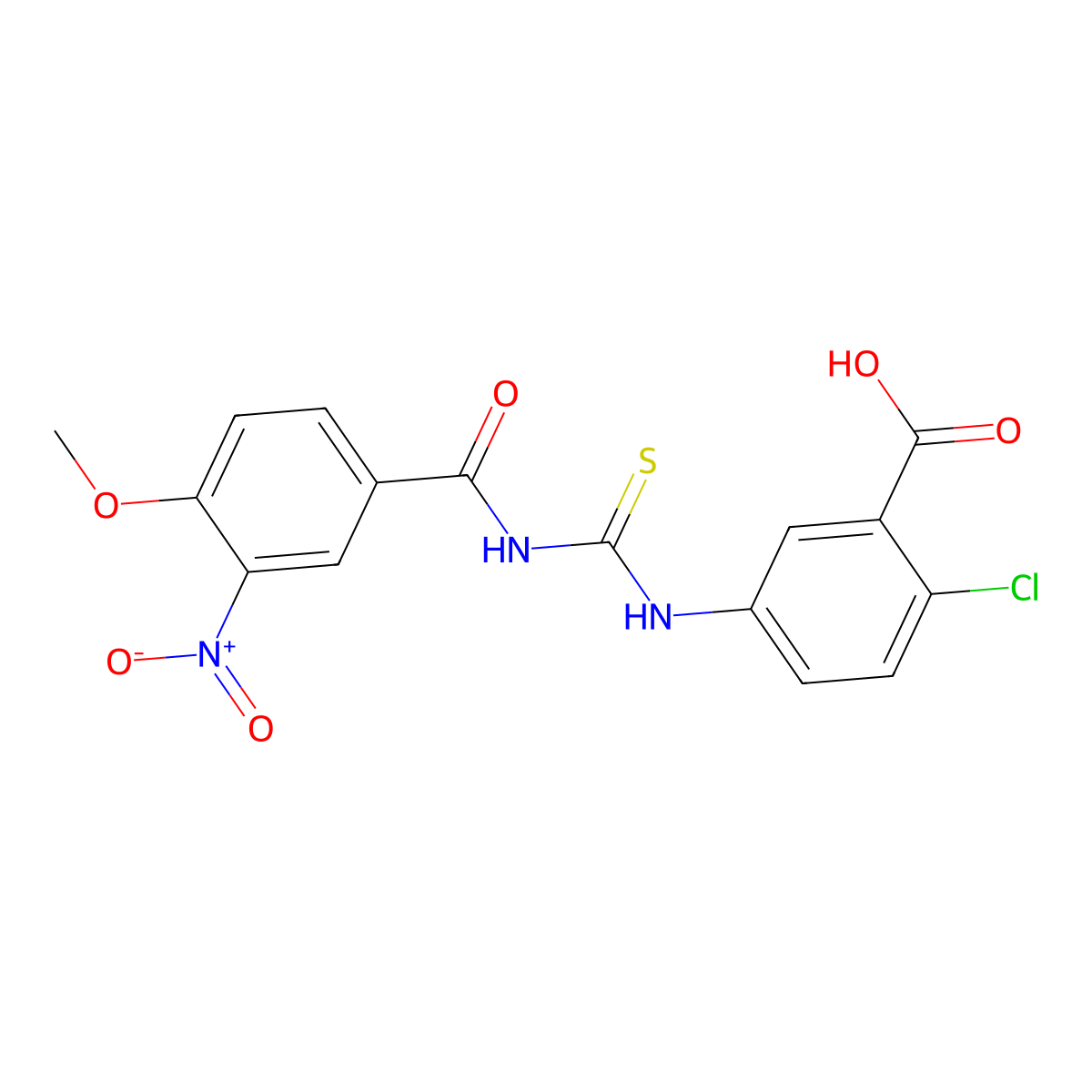 2-Chloro-5-({[(4-methoxy-3-nitrophenyl)carbonyl]carbamothioyl}amino)benzoic acid molecular structure, CAS 433950-61-9