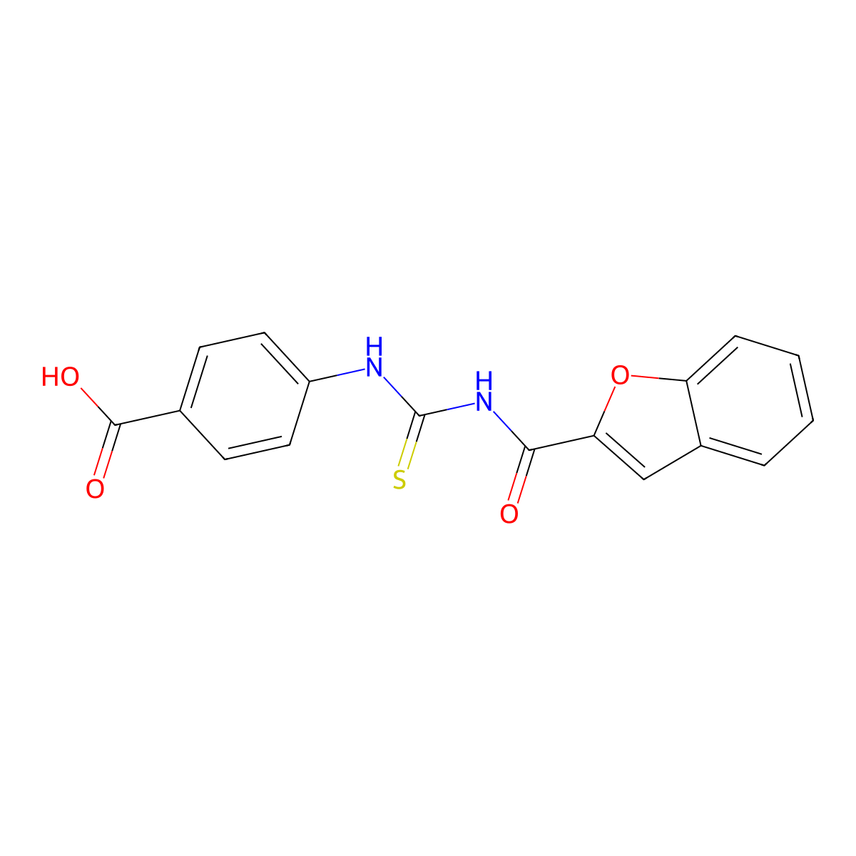 4-{[(1-Benzofuran-2-ylcarbonyl)carbamothioyl]amino}benzoic acid molecular structure, CAS 433950-68-6