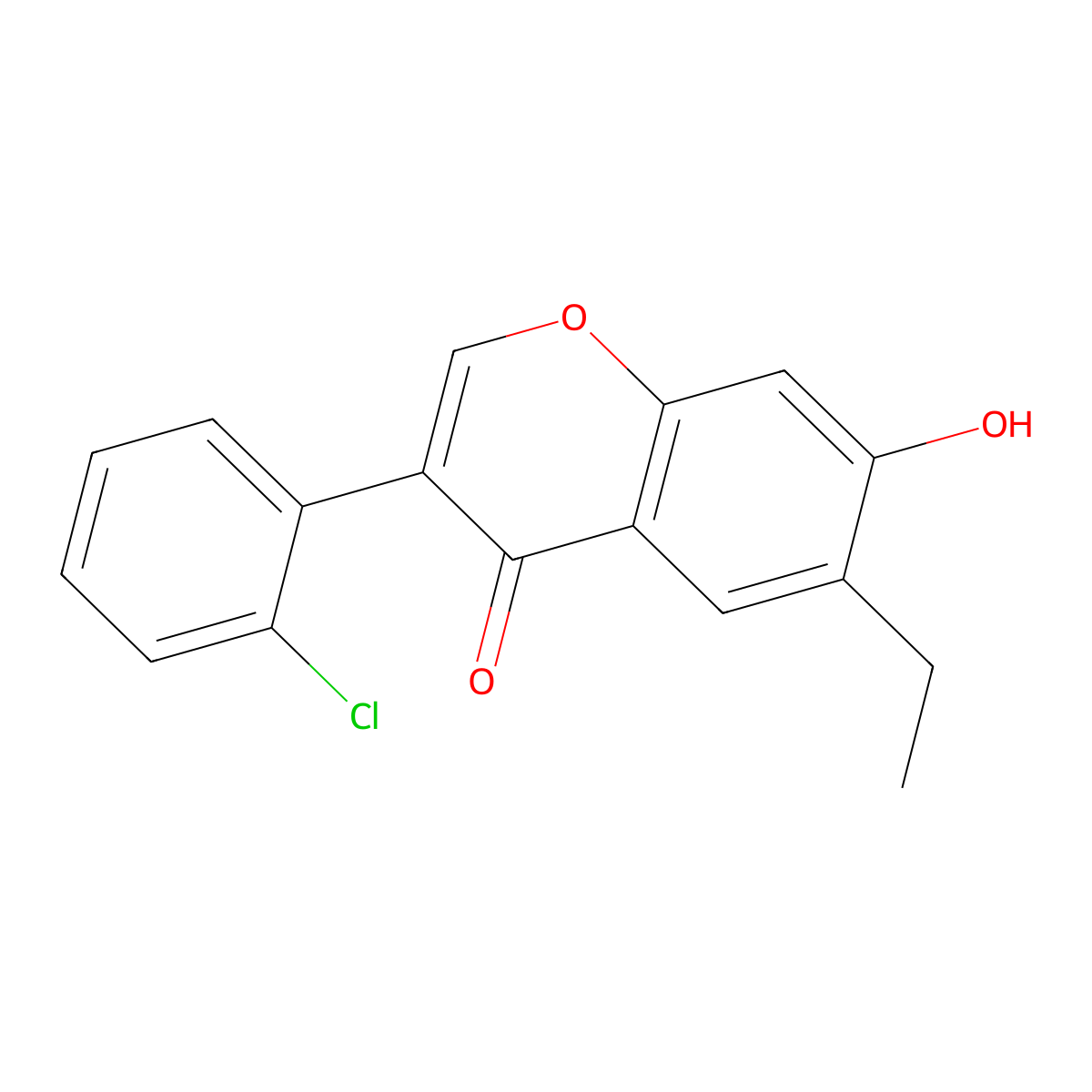 3-(2-Chlorophenyl)-6-ethyl-7-hydroxychromen-4-one molecular structure, CAS 433950-79-9